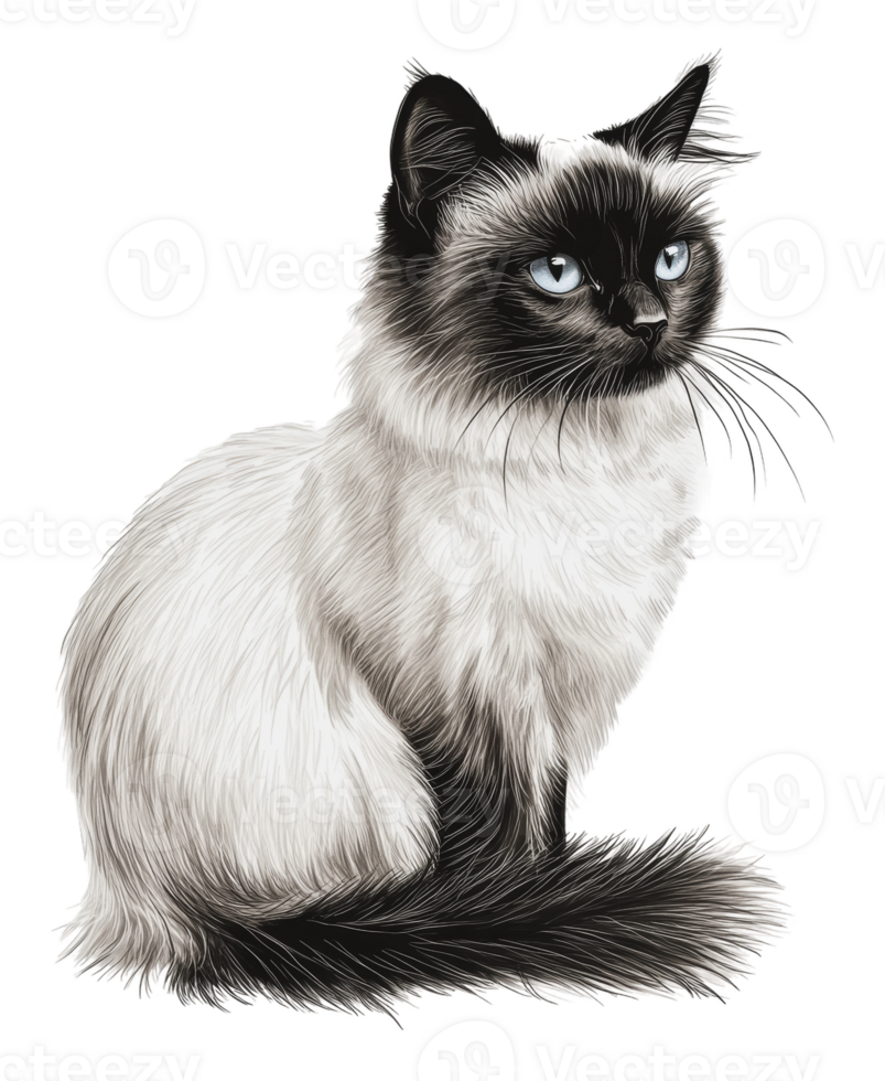 Fluffy cat with striking eyes png