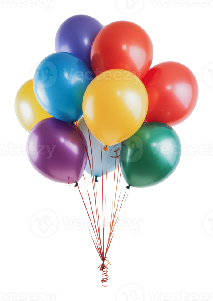 Colorful balloons floating together in celebration png