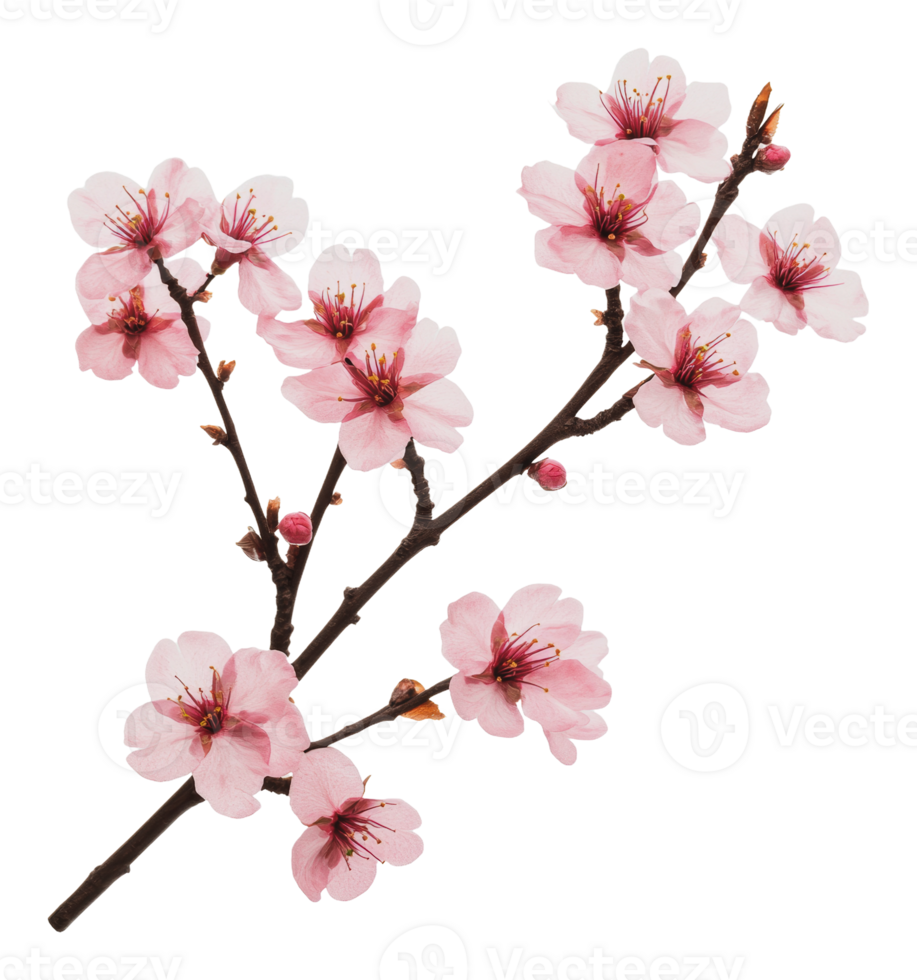 Delicate pink cherry blossom branch in springtime png