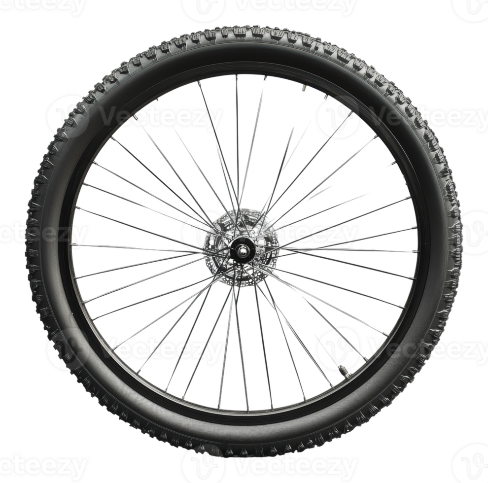Mountain bike wheel on plain backdrop png