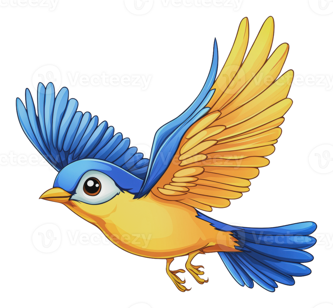 Colorful bird flying by flowers png