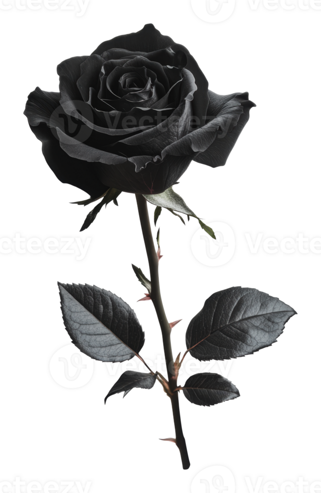 A black rose against a white background in detail png