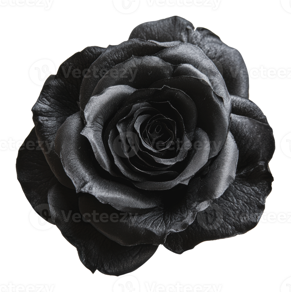 Black rose with intricate petals and rich texture png