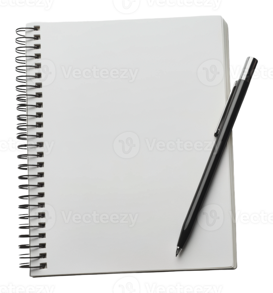Blank notebook and pen ready for writing ideas png