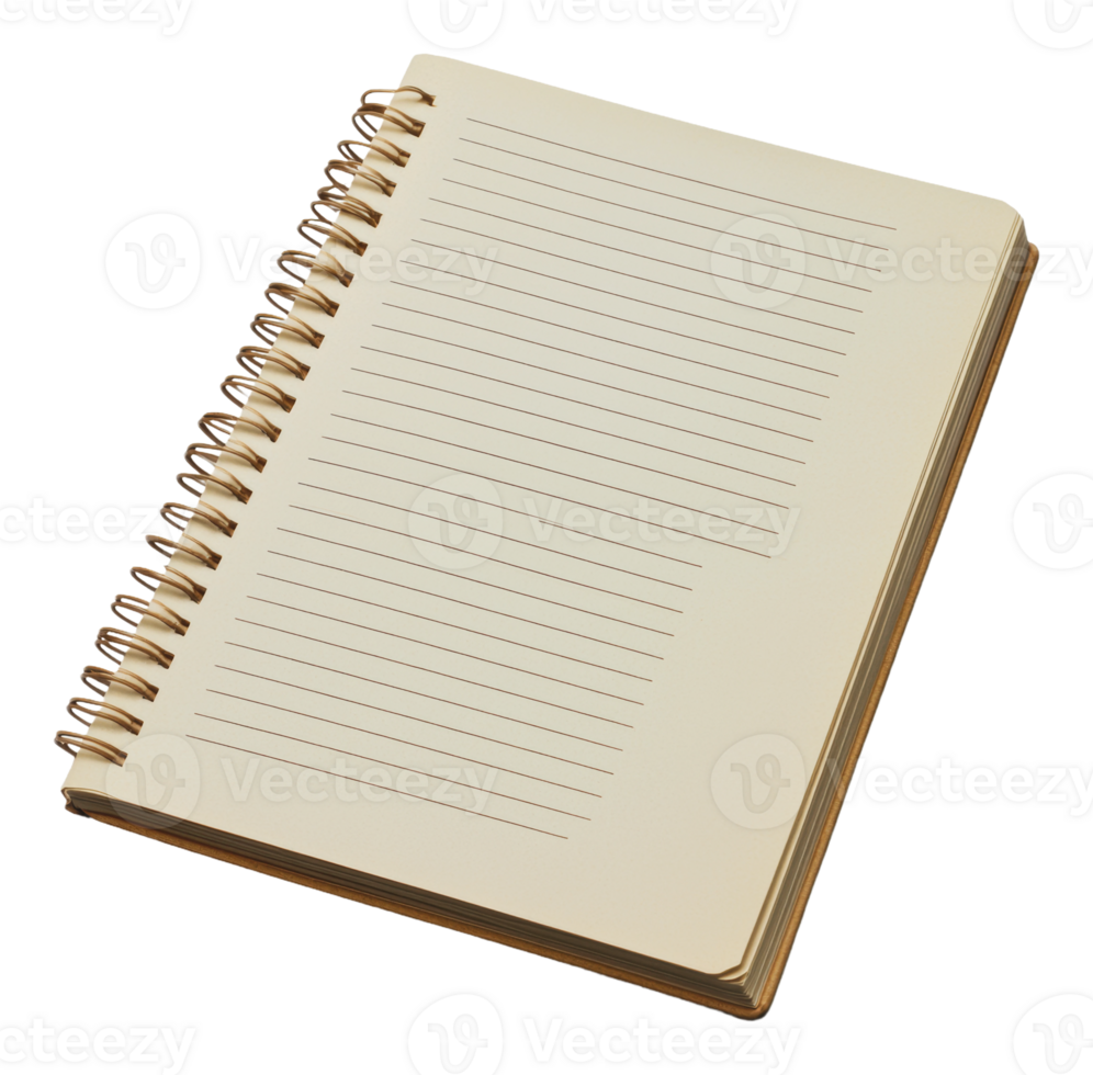 Empty spiral notebook resting on a flat surface png