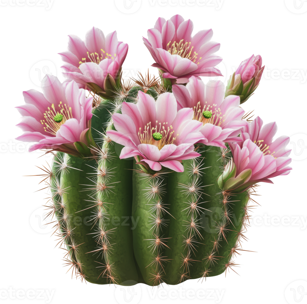 Beautiful pink cactus blooms in vibrant colors png