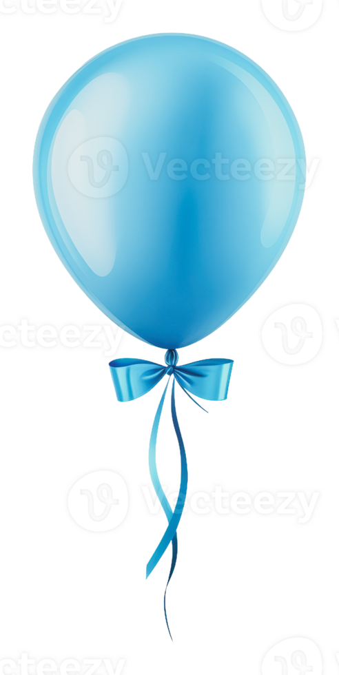 Light blue balloon with ribbon floating in air png