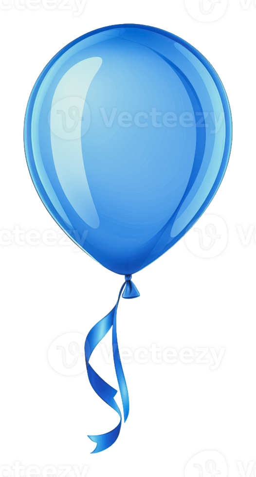 Blue balloon with ribbon in the air png