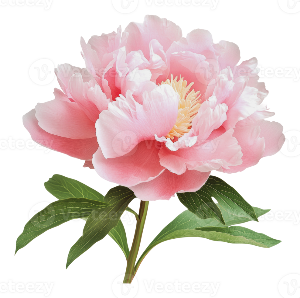 Pink peony blooming in spring garden setting png