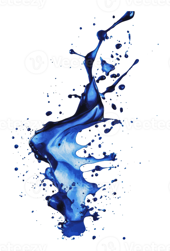 Dynamic blue paint splash on white background png