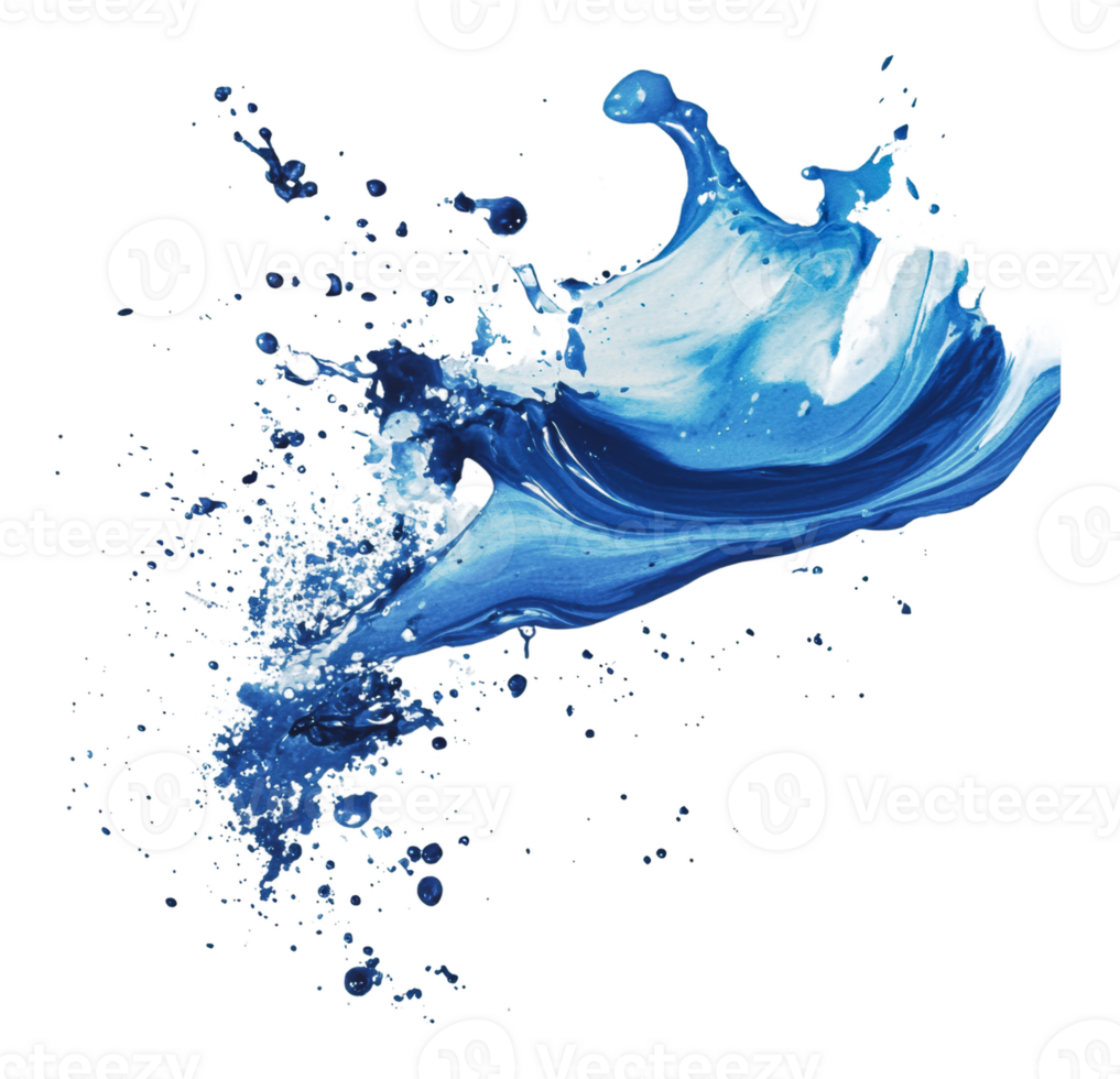 Vivid blue paint splashes create dynamic patterns png