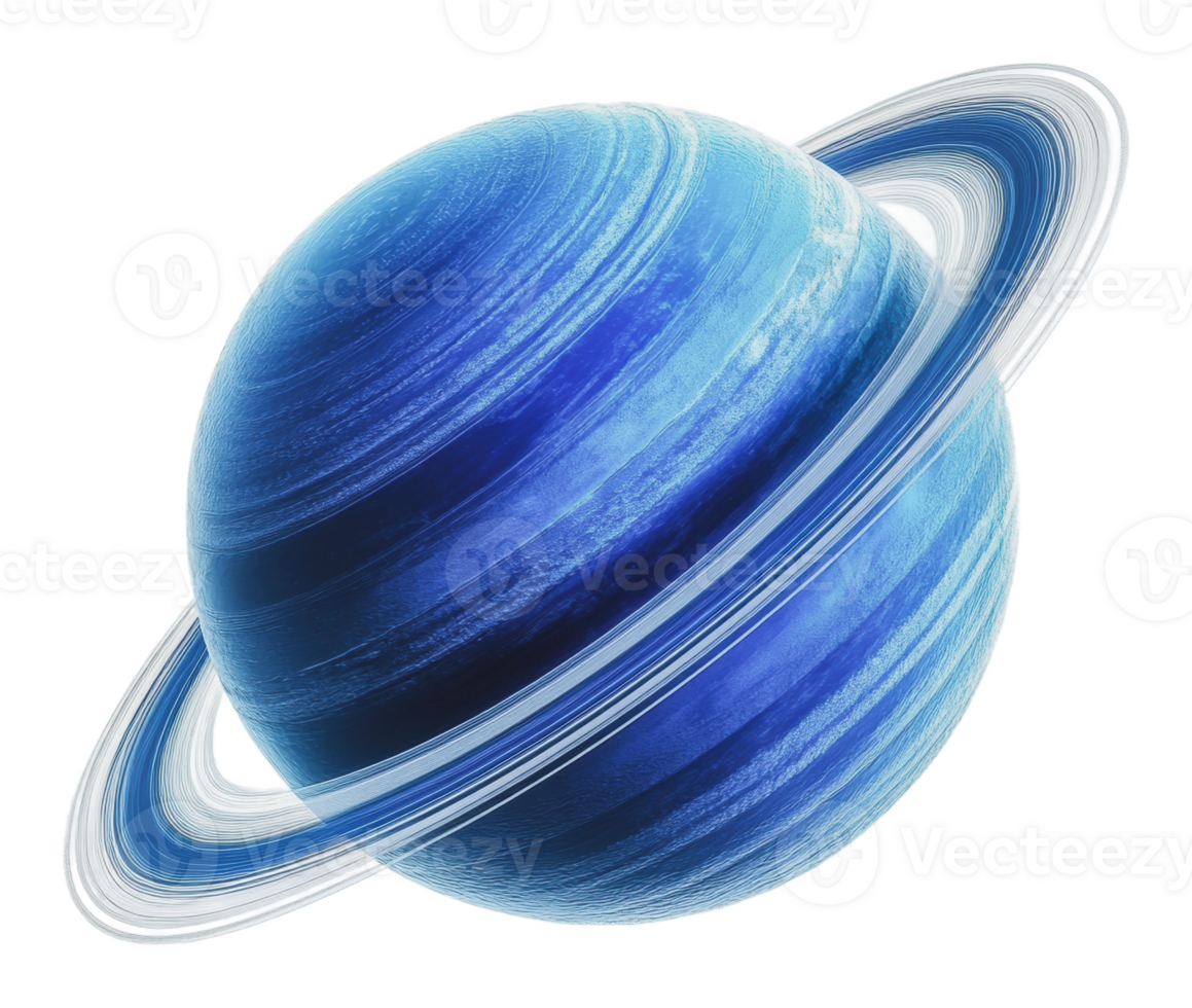 Blue planet with rings seen in space png