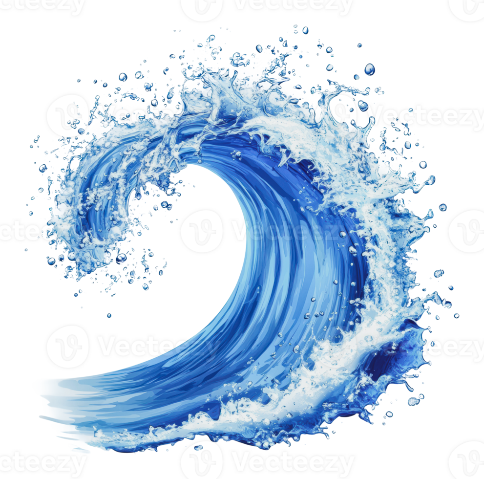 Ocean waves cresting a clear backdrop png