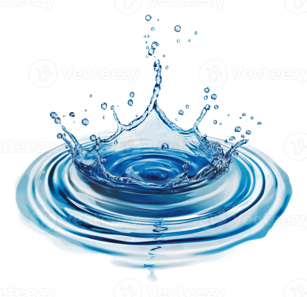 Water splash creating ripples in clear pool png