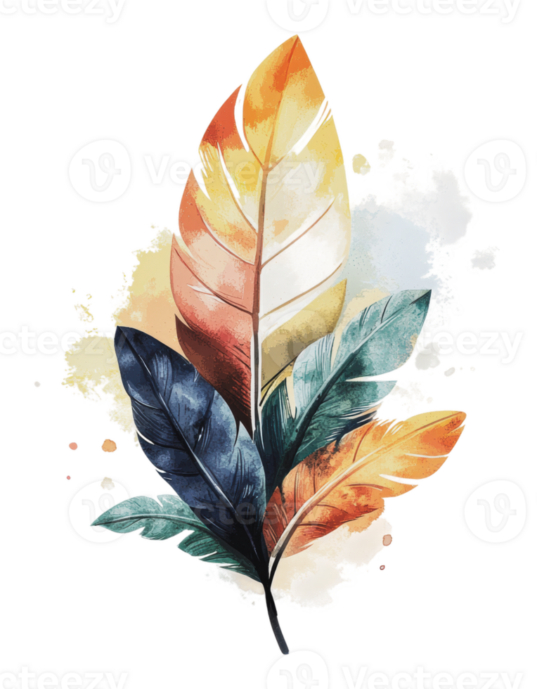 Colorful leaves in a delicate watercolor design png