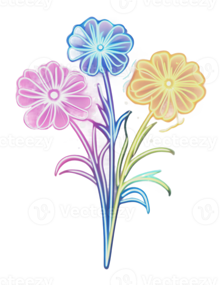 Colorful floral illustration with vibrant flowers png