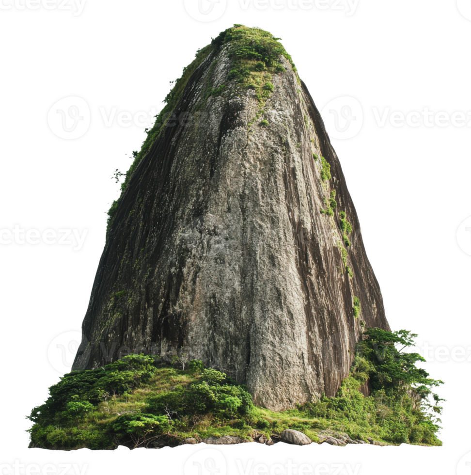 Greenery-covered unique rock formation png