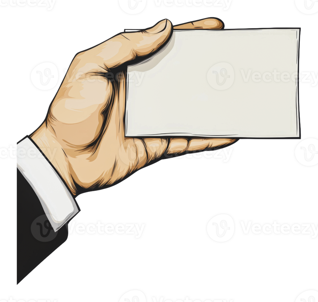 Businessman with a blank networking card png