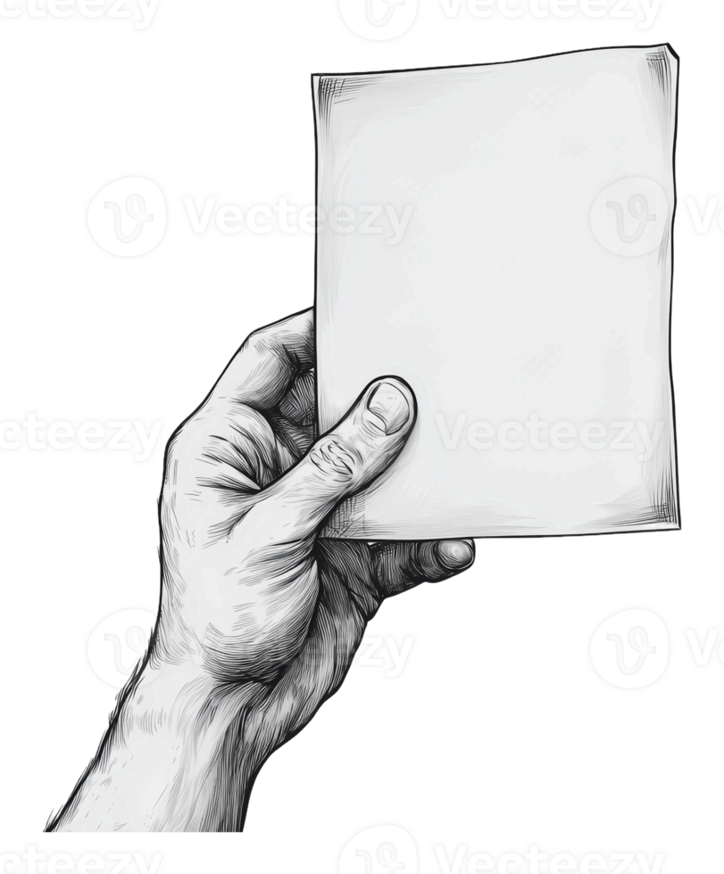 A hand holds a blank sheet of paper for display png