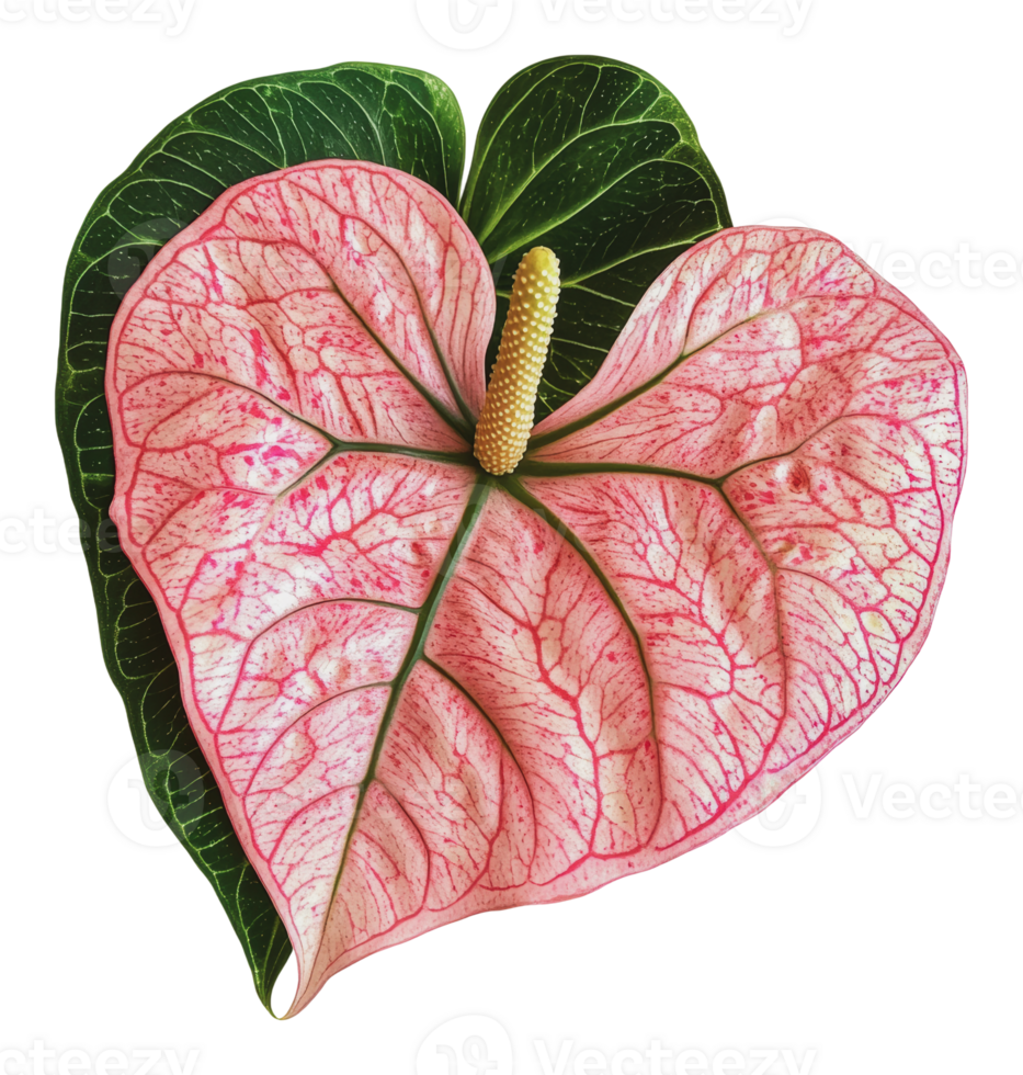 Heart-shaped anthurium leaves with vibrant colors png