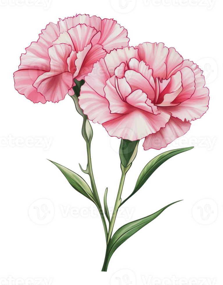 Blooming pink carnations with delicate petals png