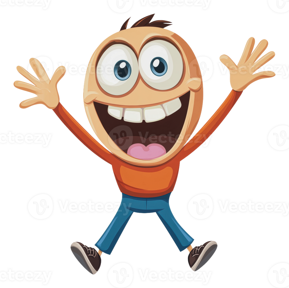 Joyful cartoon character with open arms png