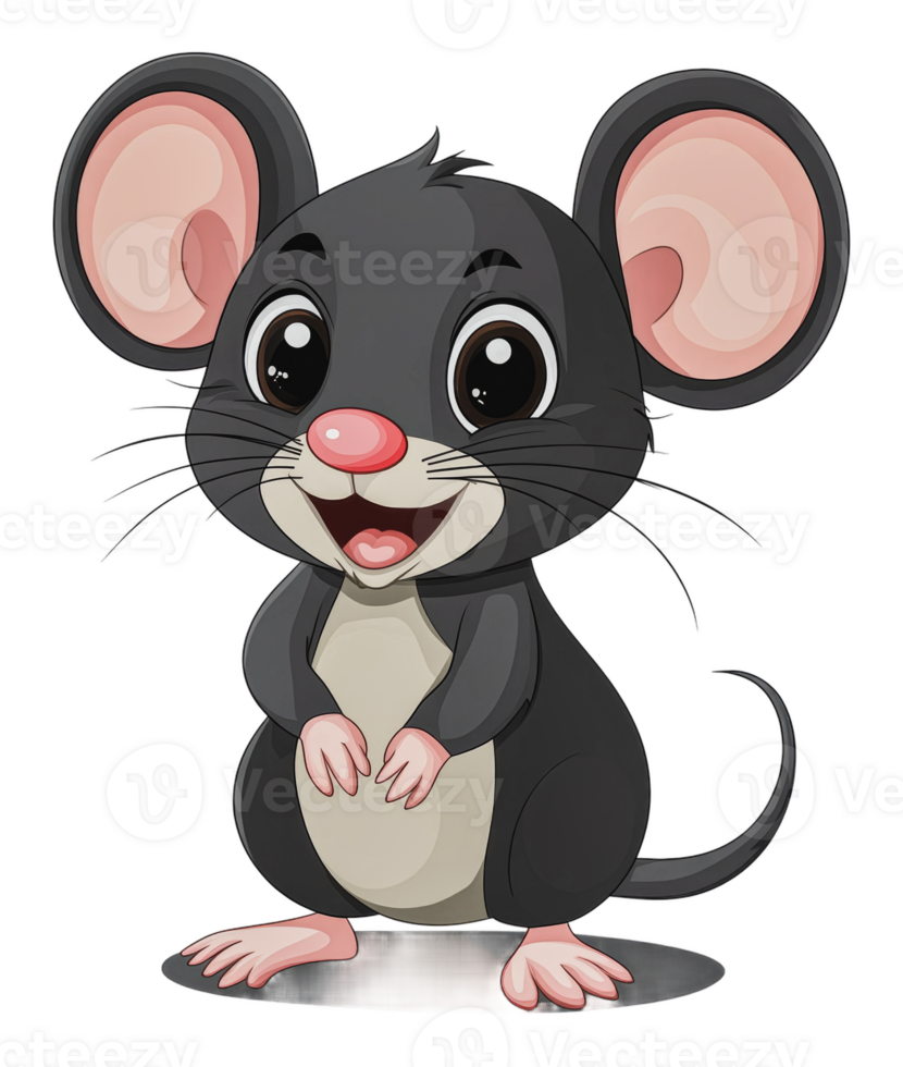 Cheerful mouse with big ears png