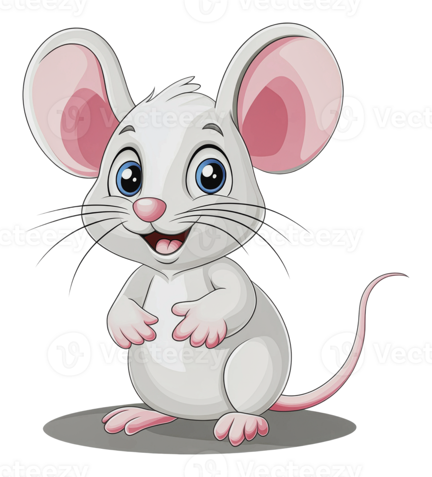 Cheerful cartoon mouse with big ears png