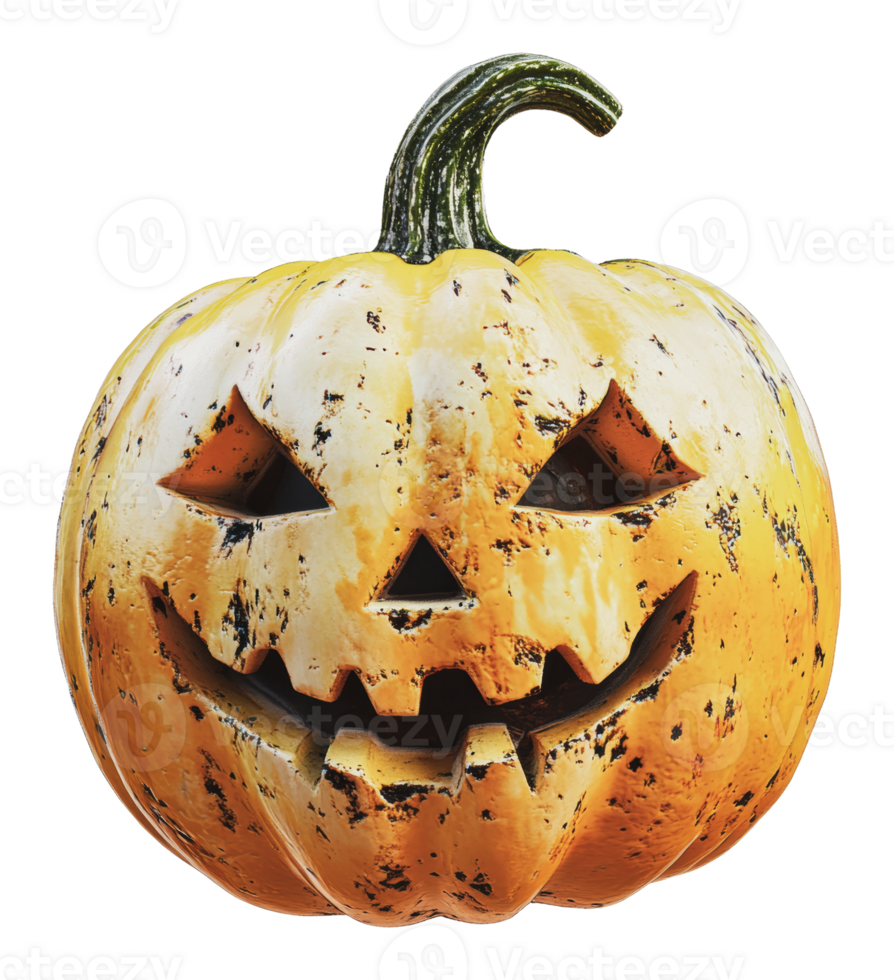 Halloween pumpkin with a sinister grin on display png