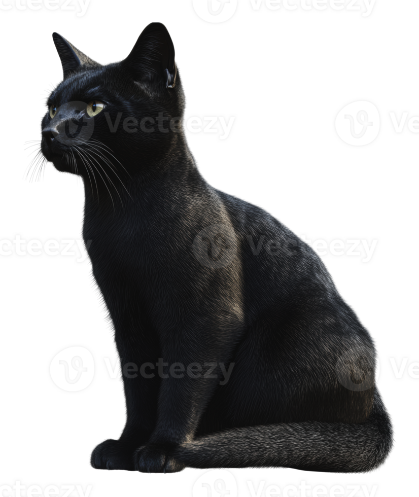 Black cat posed on a white backdrop png