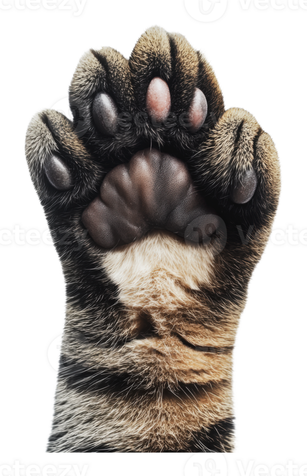 Close-up view of a cat's paw on a white background png