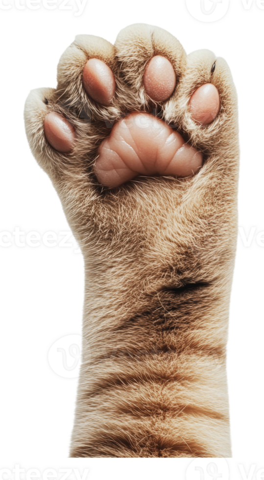 Tiger paw raised in a playful gesture indoors png