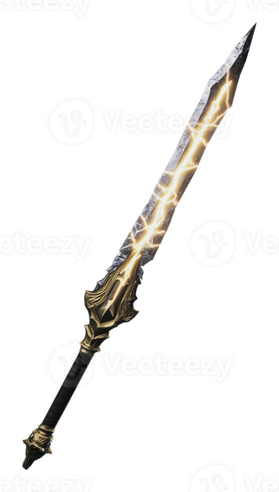 Intricate sword design with glowing blade and hilt png