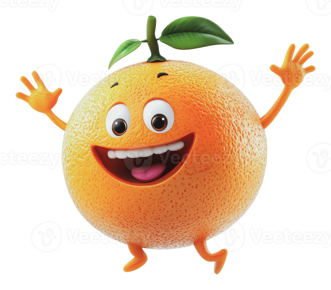 Happy cartoon orange character with arms raised png