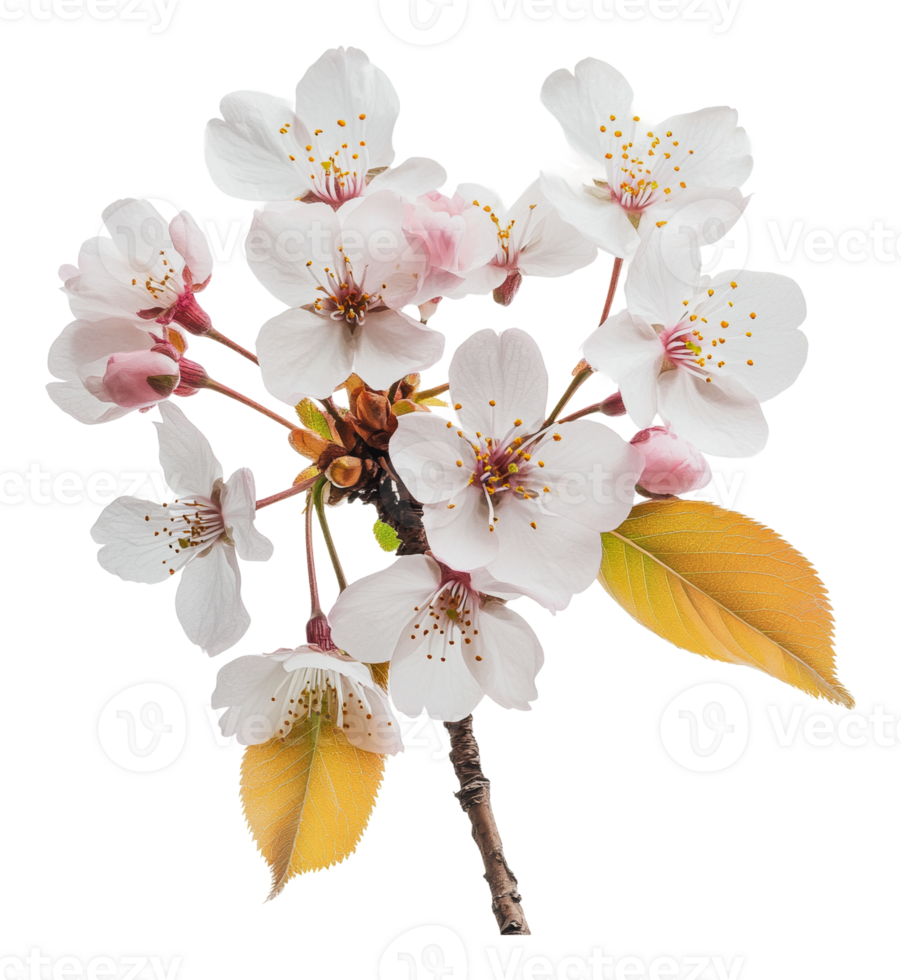 Spring blossoms of cherry flowers in full bloom png