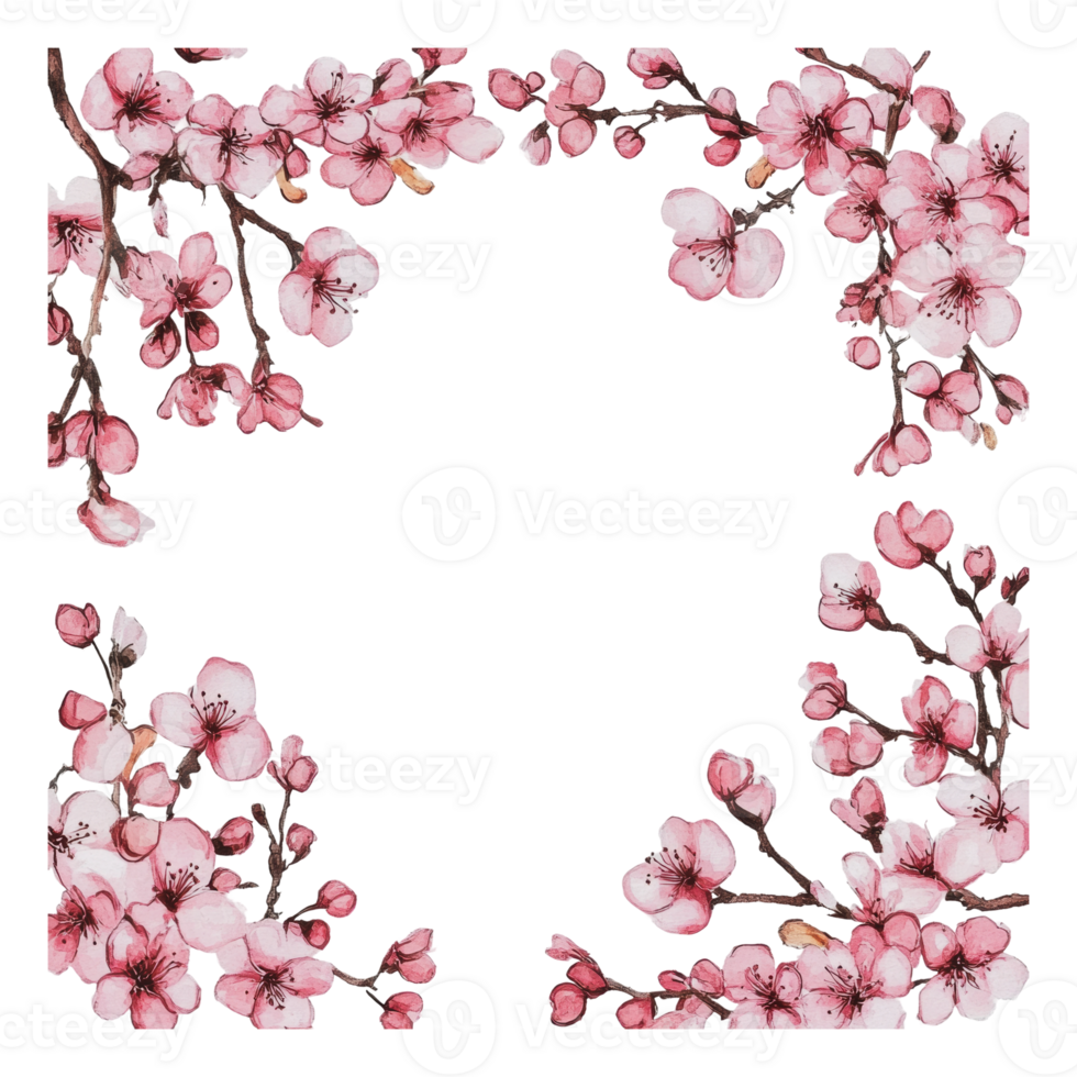 Cherry blossoms frame a blank space png