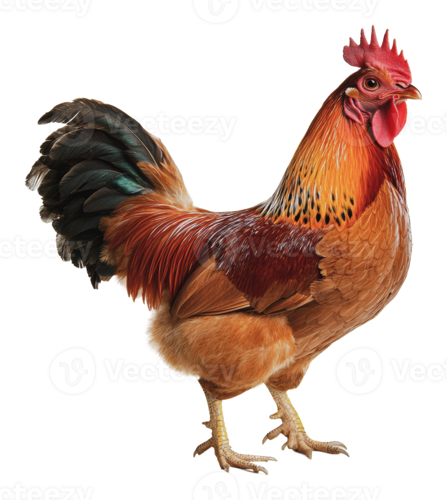 Proud colorful rooster on white png