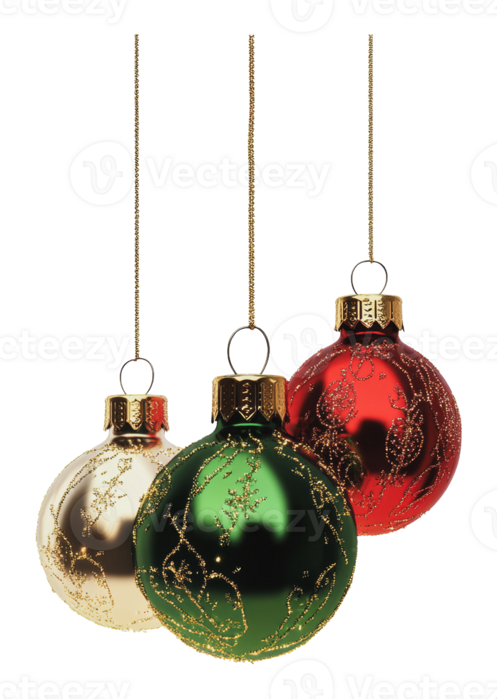 Decorated holiday ornaments together png