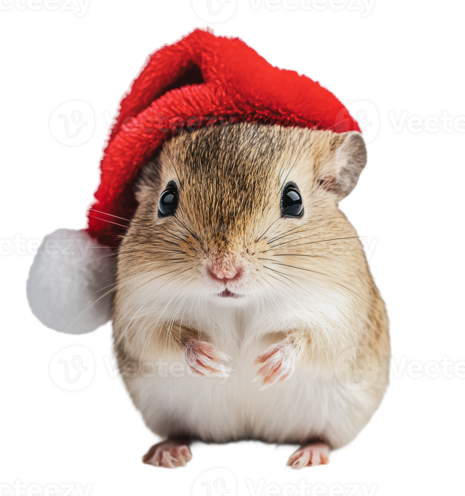 A cute hamster wearing a Santa hat during winter png