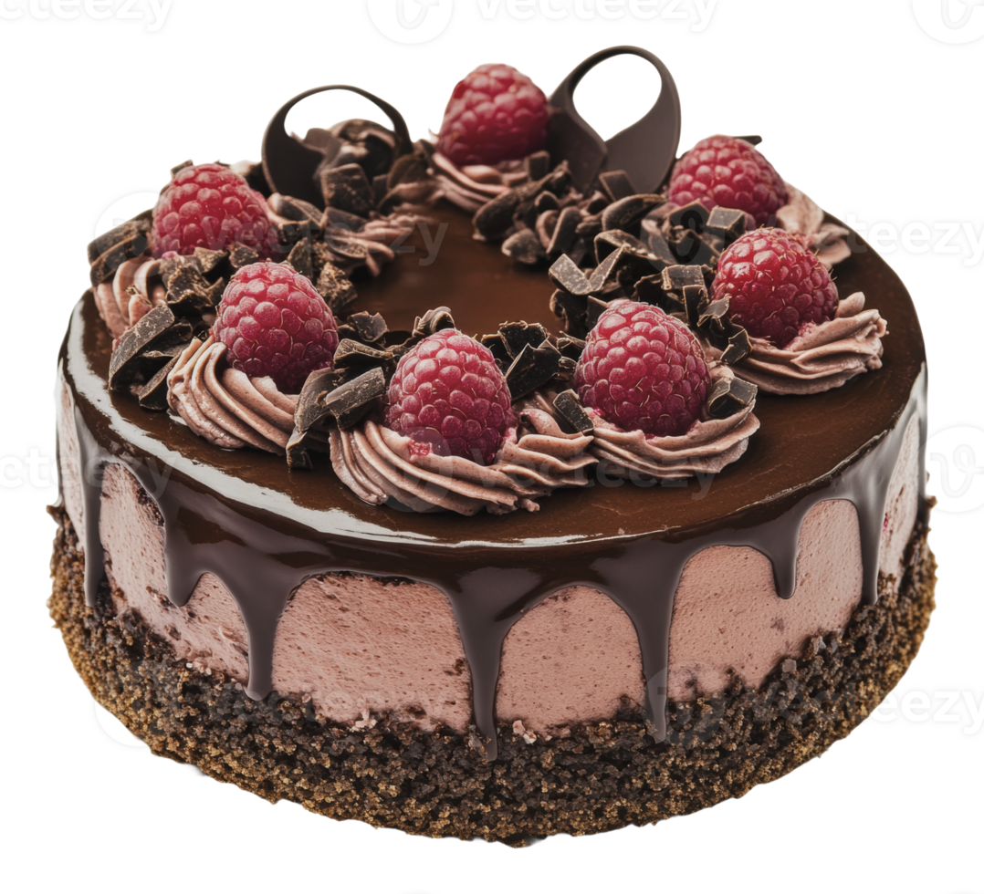 Chocolate raspberry cake with berries png