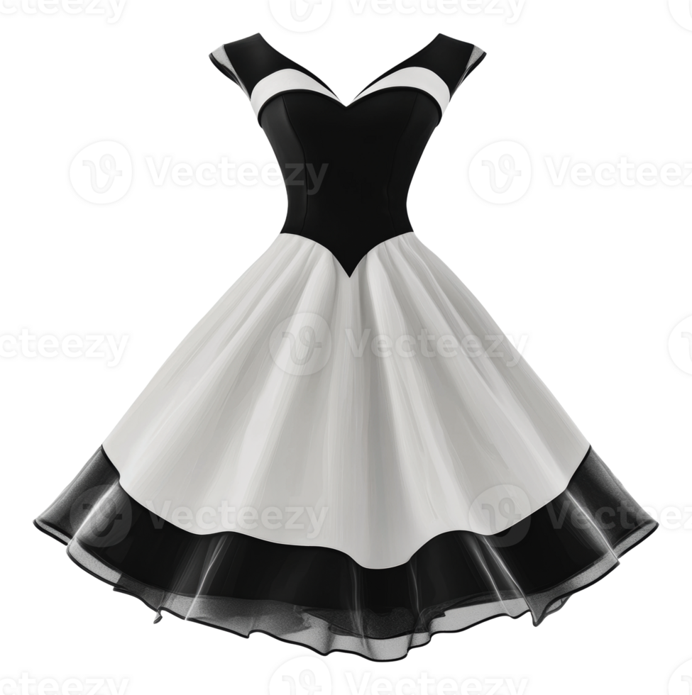 Chic black and white dress for events png