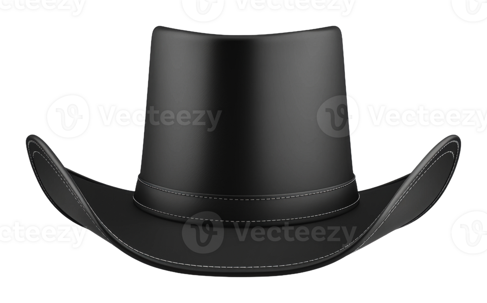 Stylish black cowboy hat with wide brim design png