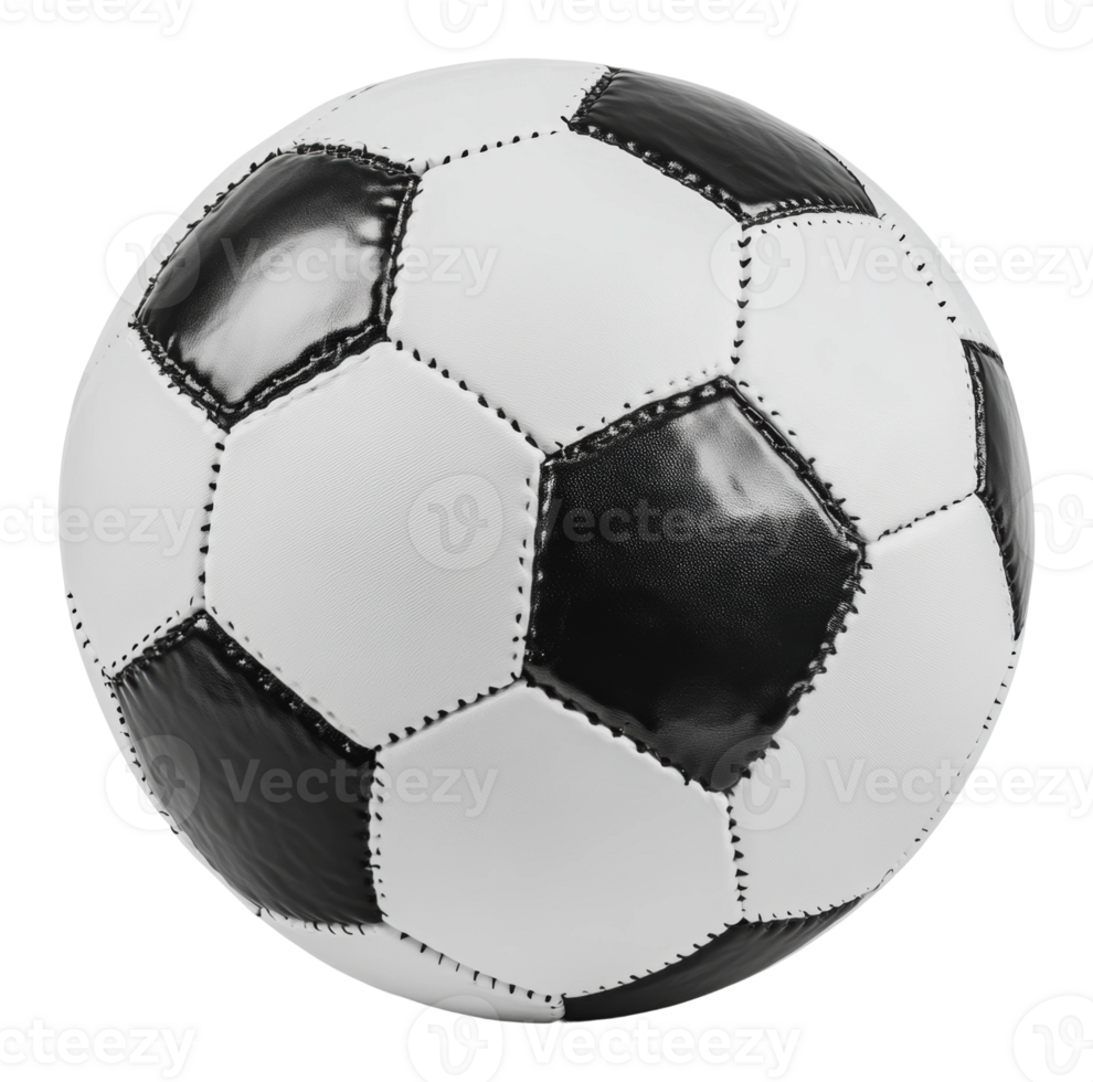 Black and white soccer ball on white png