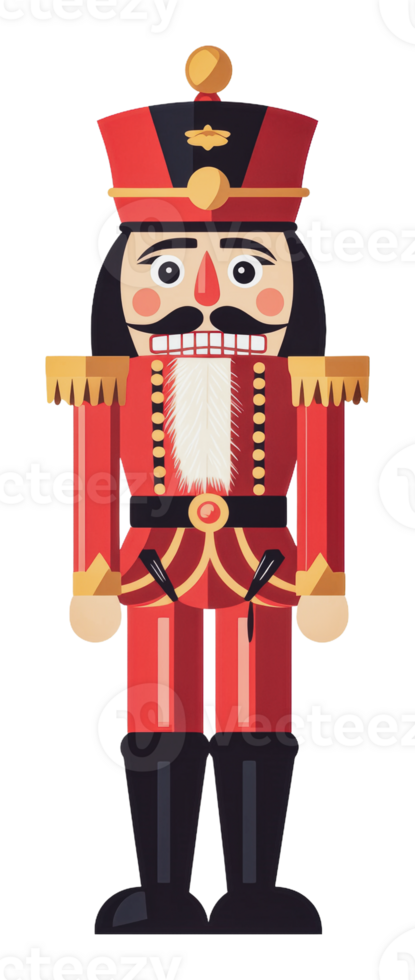 Festive wooden nutcracker figure png