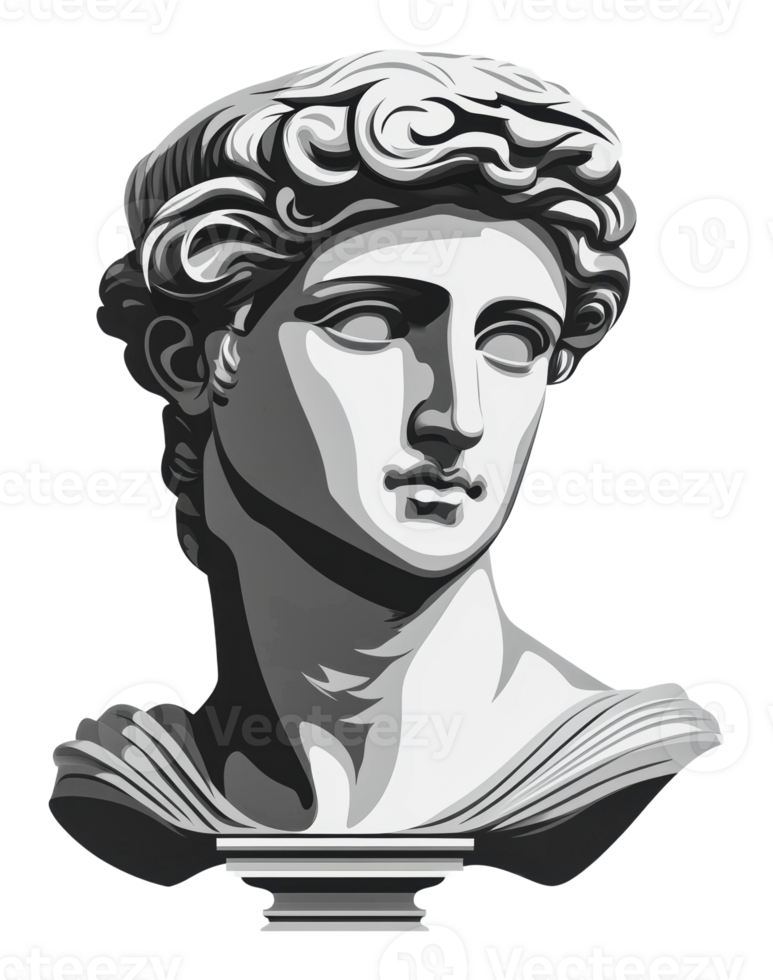 Classical marble bust of a young man in profile png