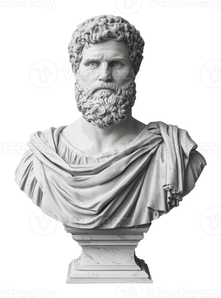Greek marble bust of a bearded philosopher png