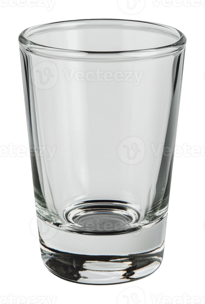 Clear glass shot glass on a plain background png