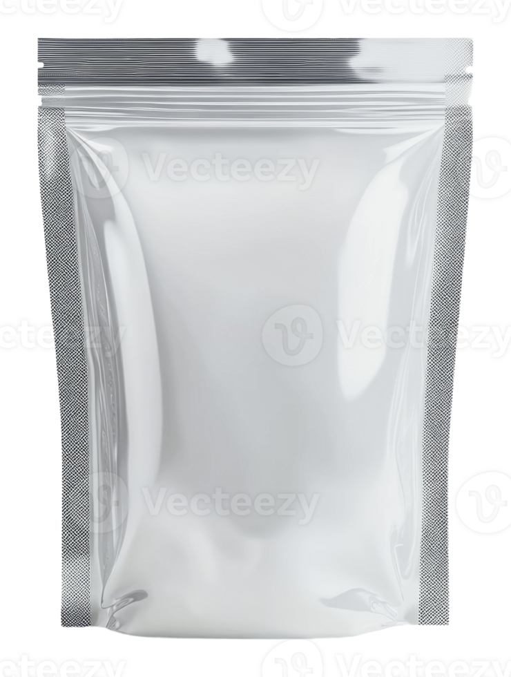 Reflective silver pouch for packaging products png