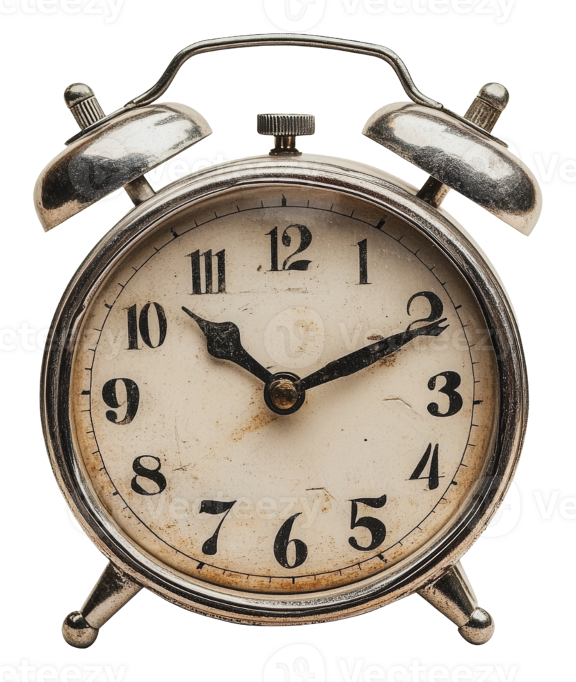 Nostalgic vintage alarm clock resting on a table png