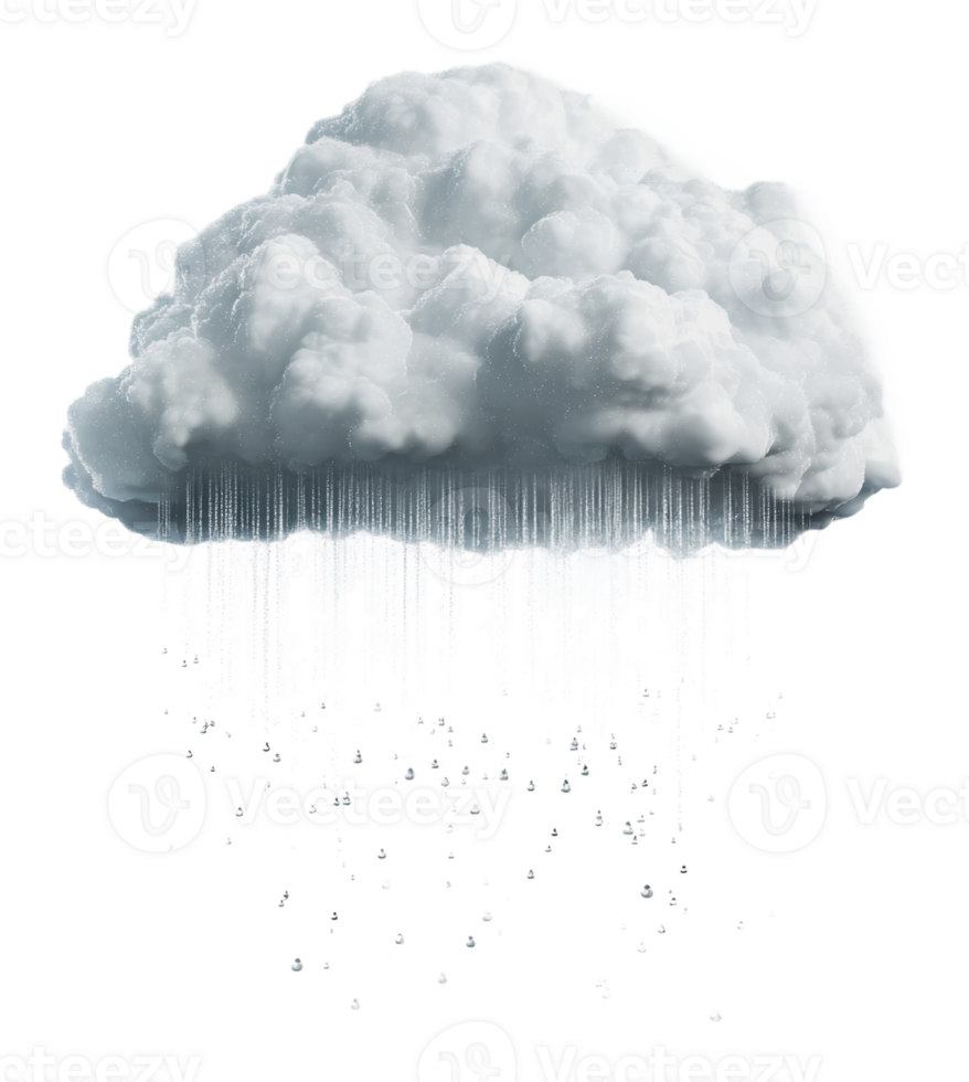 Rain cloud pouring down droplets over a landscape png